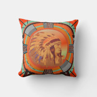 Vintage TV Indian Head Test Pattern Pillow