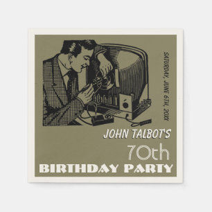 Vintage TV repairer 70th Birthday Party P Napkin