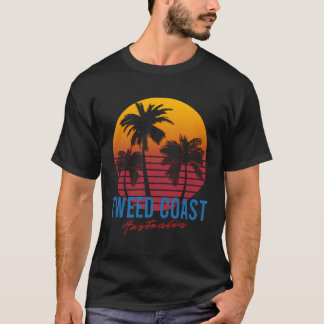 Vintage Tweed Coast Australia Palm Trees Sunset Re T-Shirt