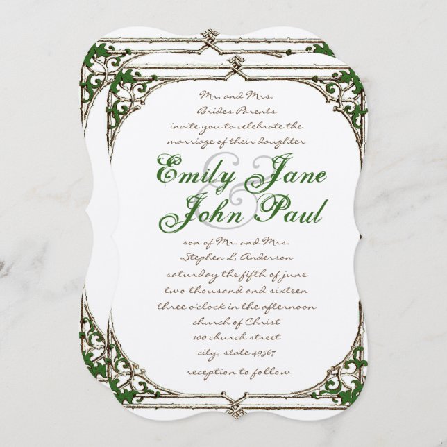 Vintage Twig Ivy Frame Wedding Invitation (Front/Back)