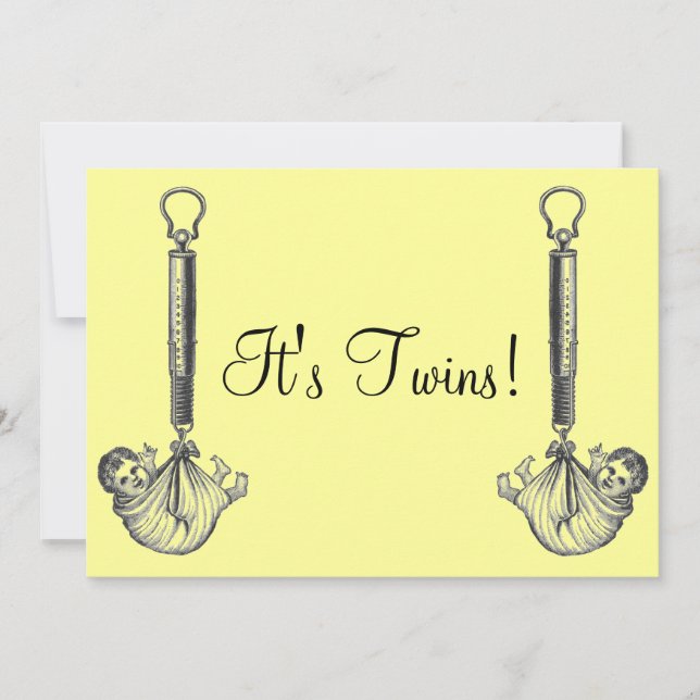 Vintage Twin Baby Announcement (Front)