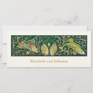 Vintage Twin Fishes Modern Wedding Invitation