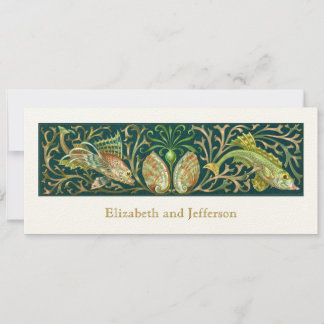 Vintage Twin Fishes Modern Wedding Invitation