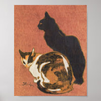Vintage Two Cats Painting Steinlen