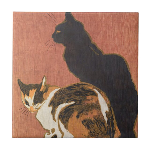Vintage Two Cats Painting Steinlen Tile (Front)