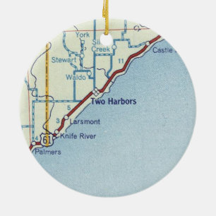 Vintage Two Harbours MN Ceramic Tree Decoration