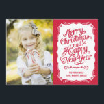 Vintage Type Holiday Photo Card - Red<br><div class="desc">Celebrate the season with this modern and stylish holiday card from Berry Berry Sweet. Visit WWW.BERRYBERRYSWEET.COM for more of our stylish holiday collections. More colours are available.</div>