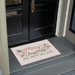 Vintage Type Holly Berry Christmas Doormat<br><div class="desc">This festive and chic Christmas design features our original hand drawn winter foliage with sweet hand-drawn styled type in vibrant colours.</div>