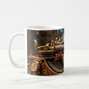 Vintage Typewriter AI Steampunk Art Mug