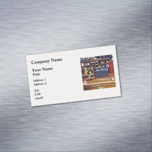 Vintage Typewriter and Vinyls Magnetic Business Card
