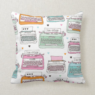 Vintage typewriter art pillow