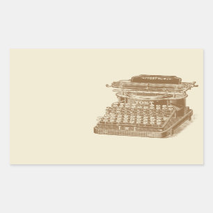 Vintage Typewriter Brown Type Writting Machine Rectangular Sticker