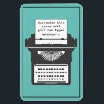 Vintage Typewriter Custom Message Teal Magnet<br><div class="desc">Add your own text and create a unique gift message or announcement magnet. You can also customise the background colour.</div>
