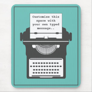 Vintage Typewriter Custom Message Teal Mouse Pad