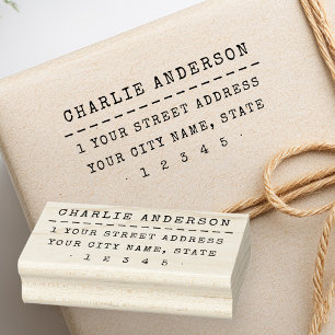 Vintage typewriter dashed line return address rubber stamp
