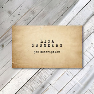 Vintage Typewriter Font Antique Paper Minimialist Business Card