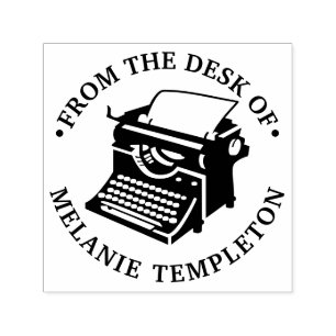 Vintage Typewriter “From the desk of” Name Round Self-inking Stamp