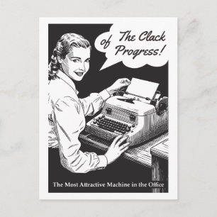 Vintage Typewriter Girl Postcard