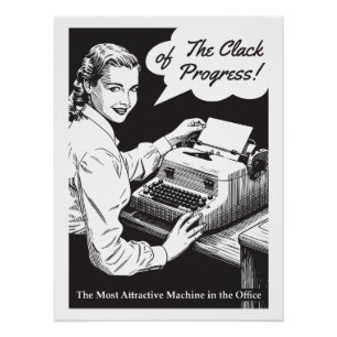 Vintage Typewriter Girl Poster