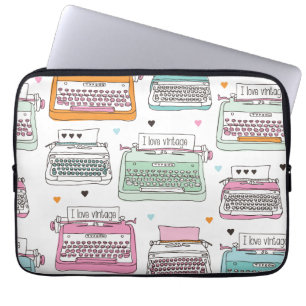 Vintage typewriter illustration laptop sleeve