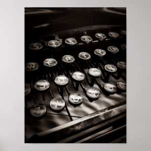 Vintage Typewriter Keys in Black and White Poster