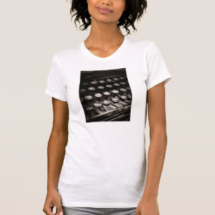 Vintage Typewriter Keys in Black and White T-Shirt