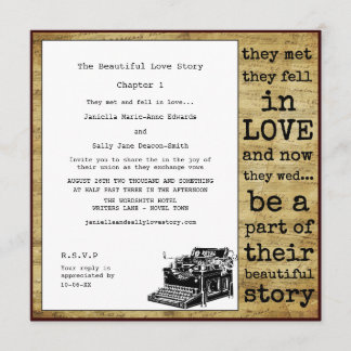 Vintage Typewriter Lesbian Wedding Invitation