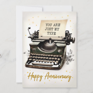 Vintage Typewriter Love - Happy Anniversary Card
