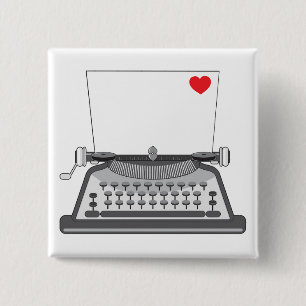 Vintage Typewriter Love Letter 15 Cm Square Badge