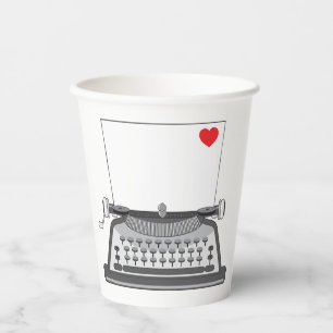 Vintage Typewriter Love Letter Paper Cups