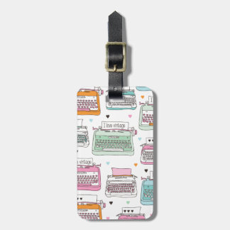 Vintage typewriter pattern travel luggage tag