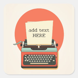 Vintage Typewriter Square Sticker