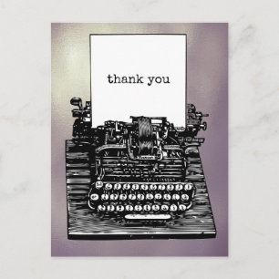 Vintage Typewriter Thank You Postcard