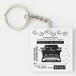 Vintage Typewriter Typing Is My Passion Keychain