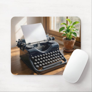 Vintage Typewriter with Blank Sheet of Paper Mouse Pad