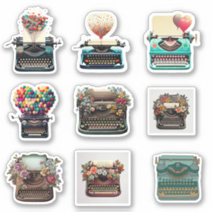 VINTAGE  TYPEWRITER WITH FLOWERS FOR SCRAPBOOKING 