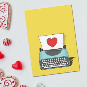 Vintage Typewriter With Red Heart Valentine's Day Card
