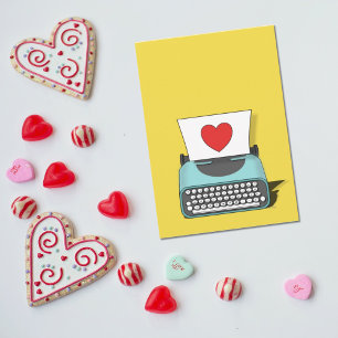 Vintage Typewriter With Red Heart Valentine's Day Card