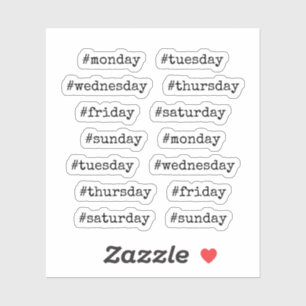 Vintage Typewritten Font Planner Hashtag Weekday