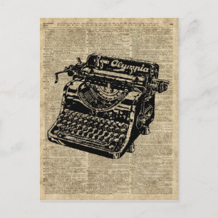 Vintage Typewritter on Dictionary page Postcard