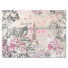 Vintage typo black pink floral Paris Eiffel Tower