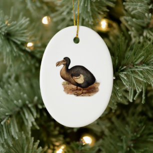 Vintage Typographic Dodo Bird Illustration Ceramic Tree Decoration