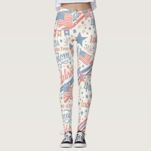 Vintage Typography 4th of July Freedom Leggings