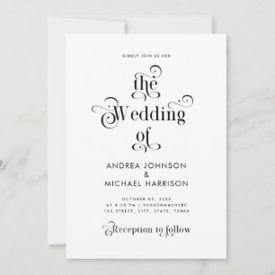 Vintage Typography Black & White QR Code Wedding Invitation