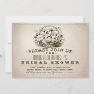 vintage typography bridal shower invitations
