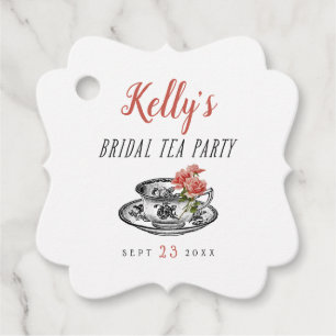 Vintage Typography Bridal Shower Tea Party Favour Tags