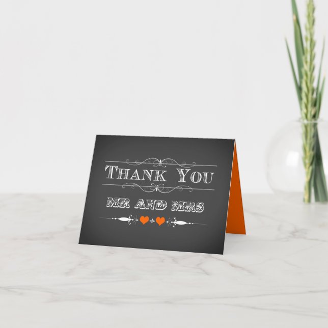 Vintage Typography Chalkboard Thank You Card (Front)