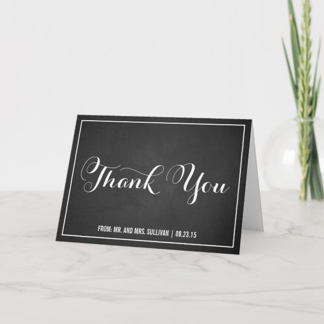 Vintage Typography Chalkboard Thank You Card (Front)