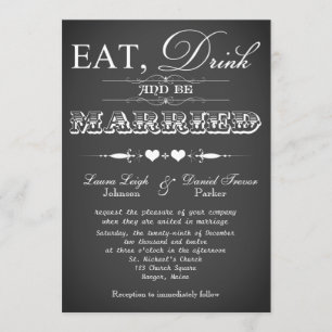 Vintage Typography Chalkboard Wedding Invite