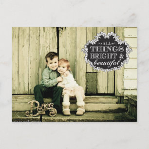 Vintage Typography Christmas Xmas Photo Postcard